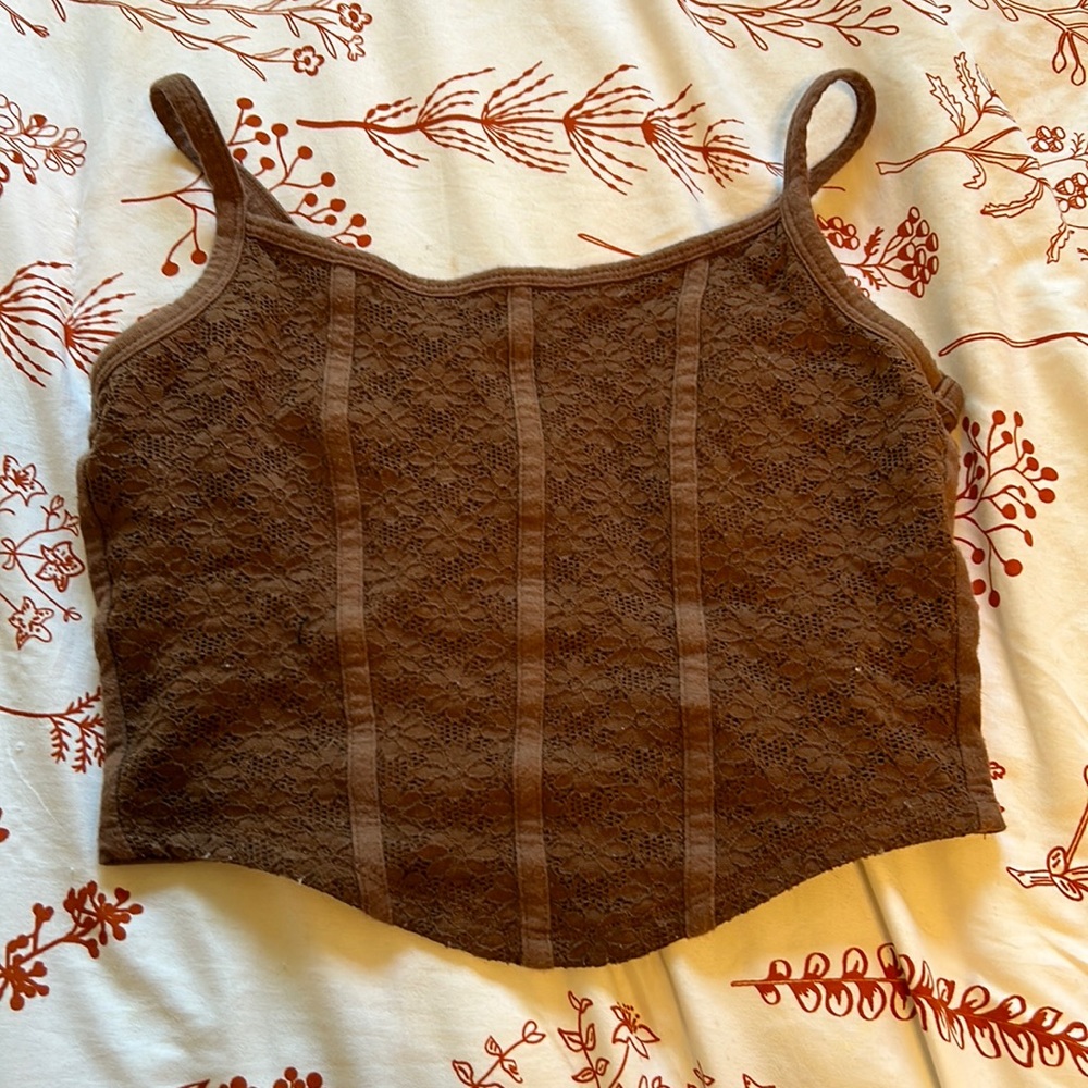 Women’s brown cropped Hollister corset top